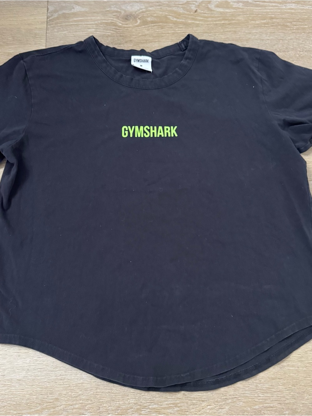Gymshark Black Tee with Neon Green Logo Text